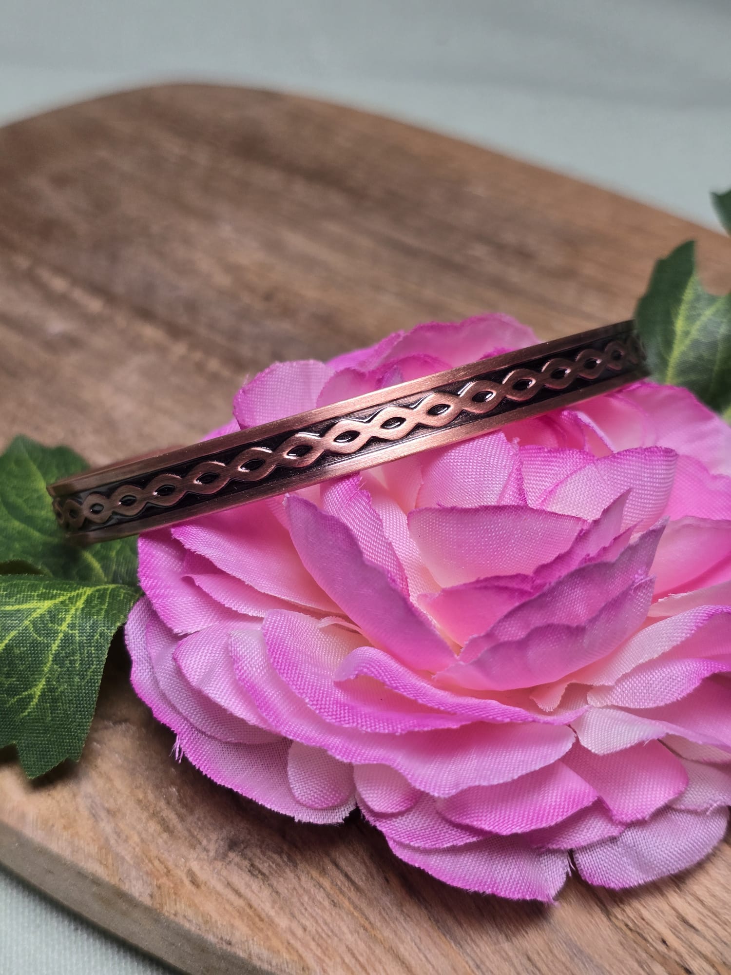 Vlecht patroon koperen armband met magneten