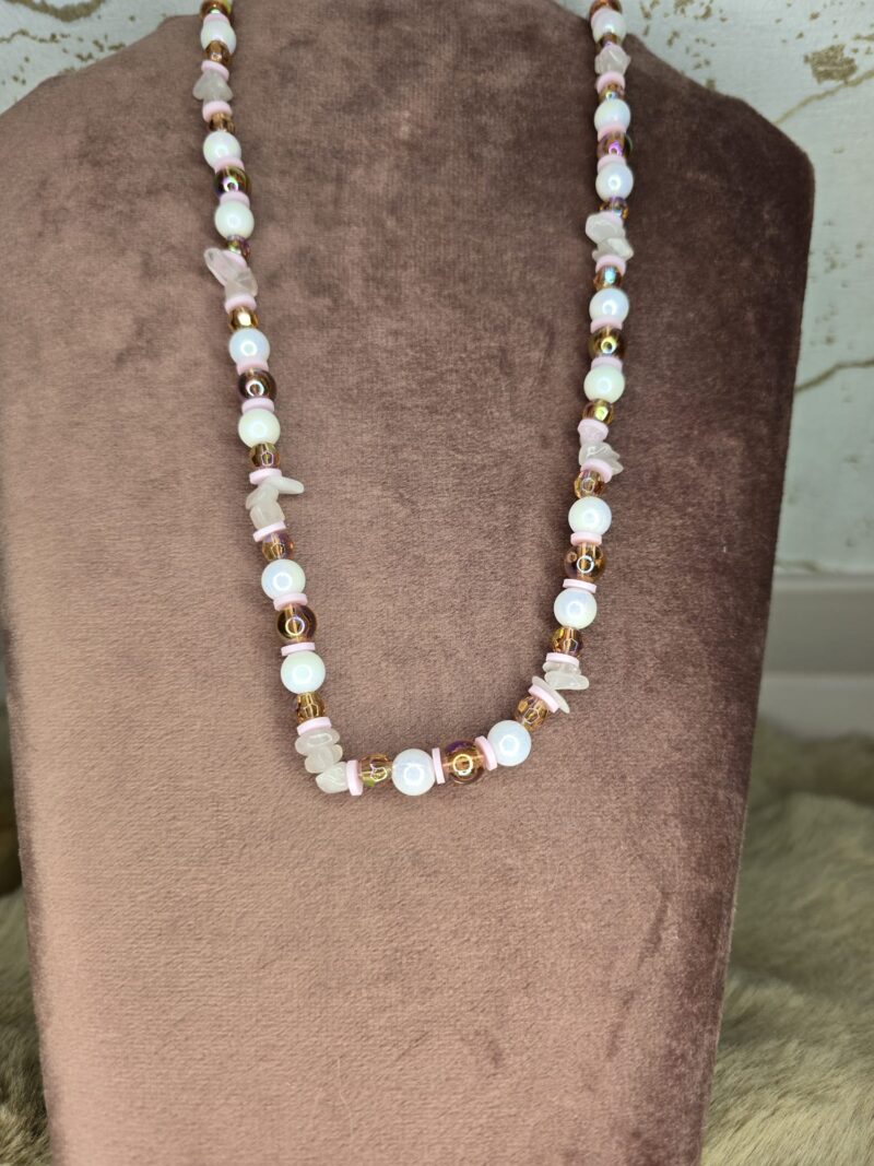 Brillen ketting Rozenkwarts