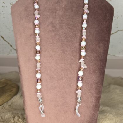 Brillen ketting Rozenkwarts