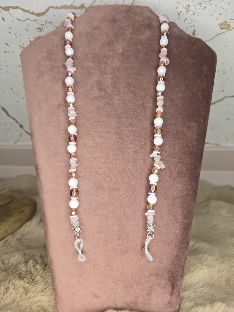Brillen ketting Rozenkwarts