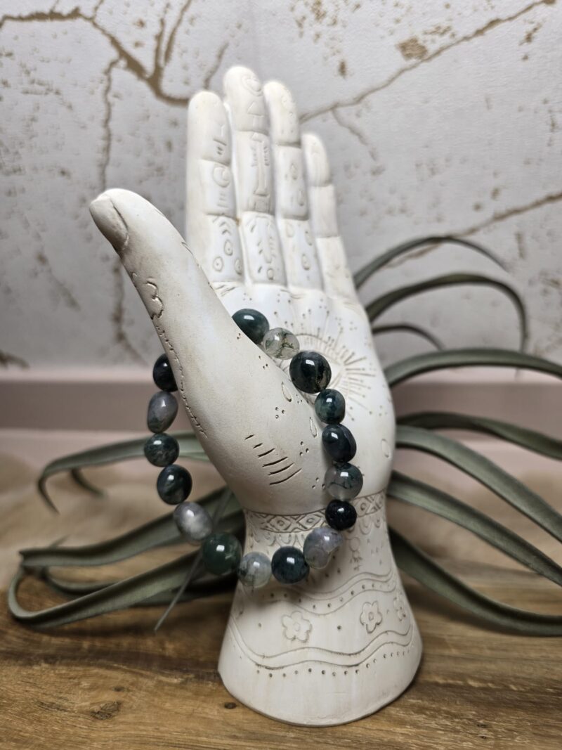 Mosagaat trommelsteen armband