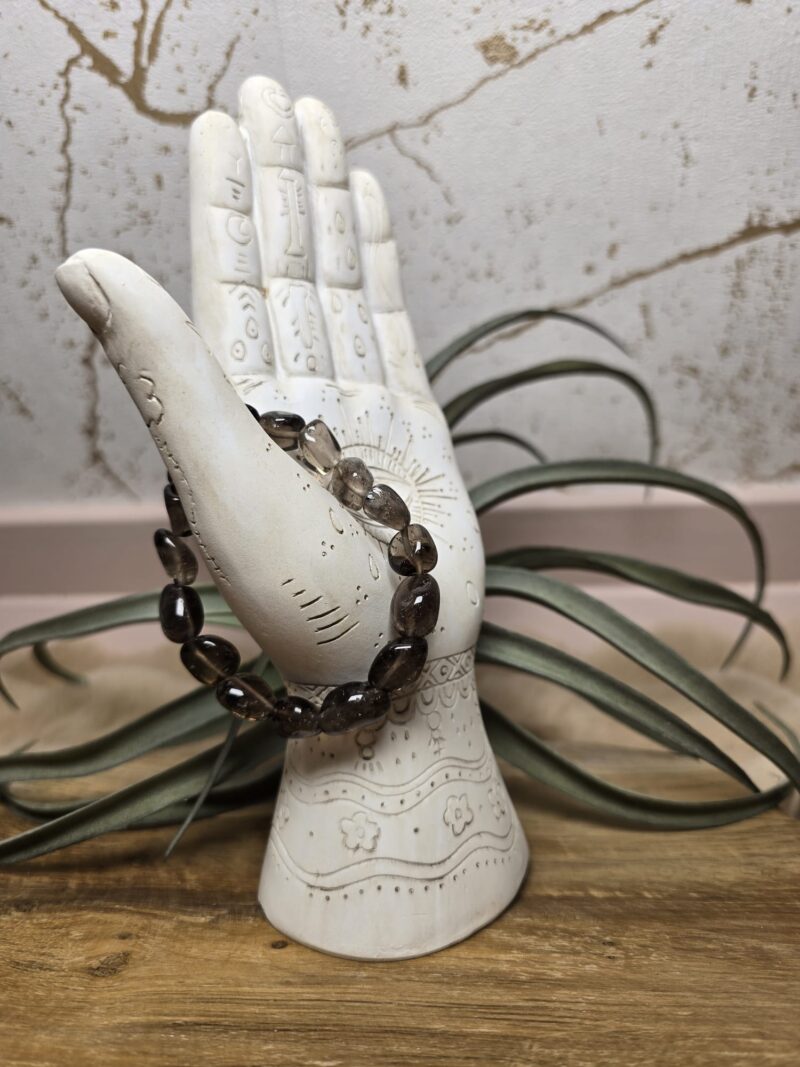 Rookkwarts trommelsteen armband