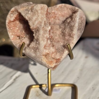 Roze Amethist Hartje op standaard