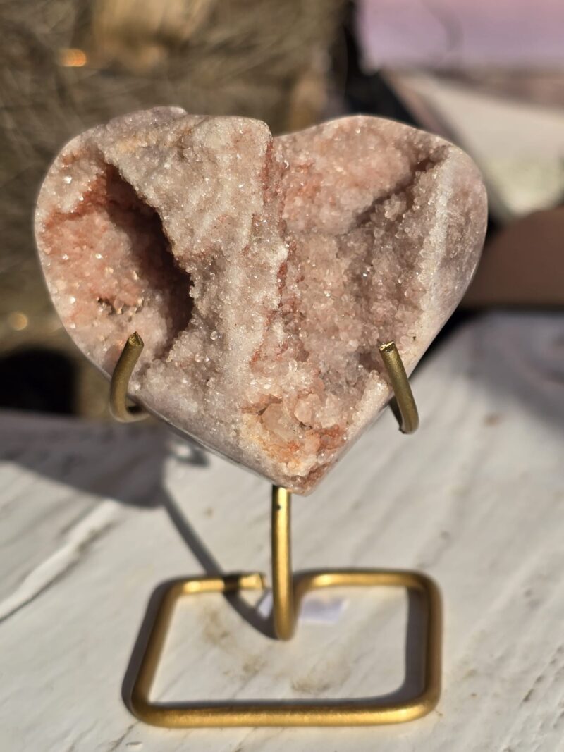 Roze Amethist Hartje op standaard