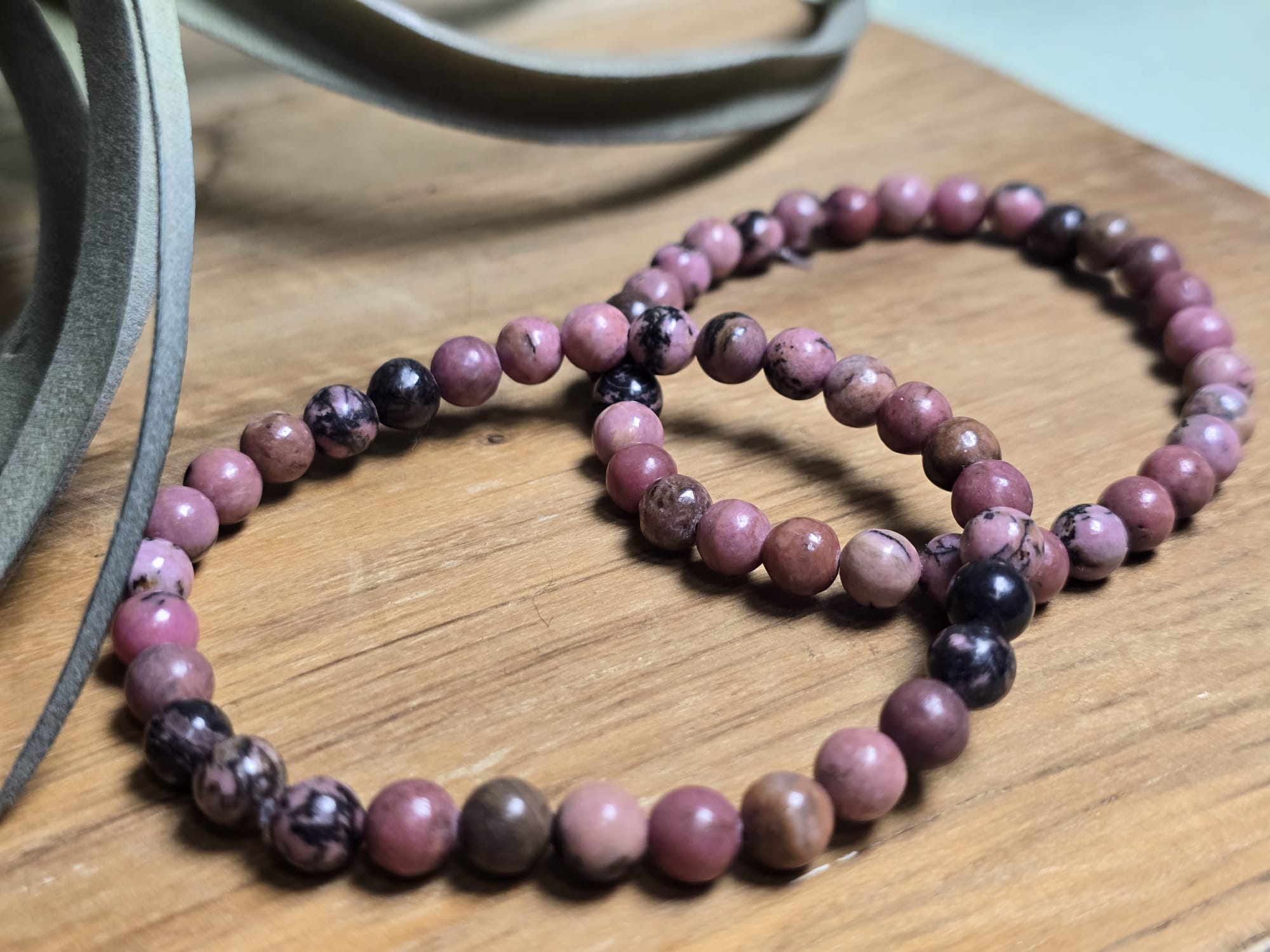 Rhodoniet kogelarmband 6mm
