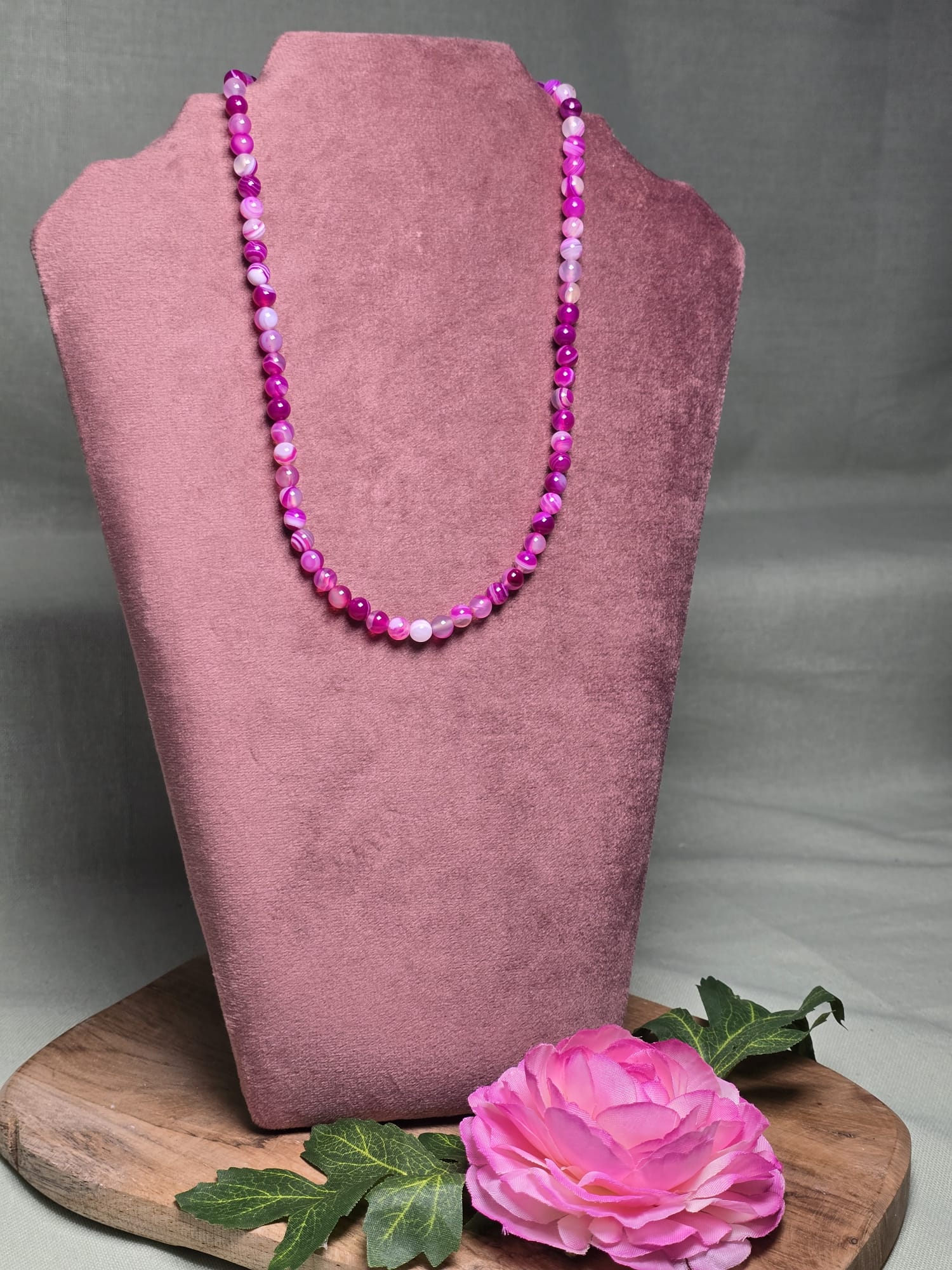 Gekleurde agaat ketting Roze