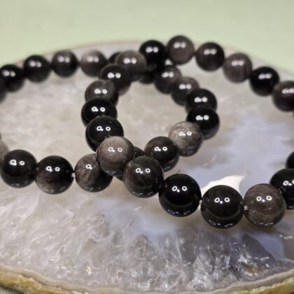 Zilver Obsidiaan 10mm Heren Armband