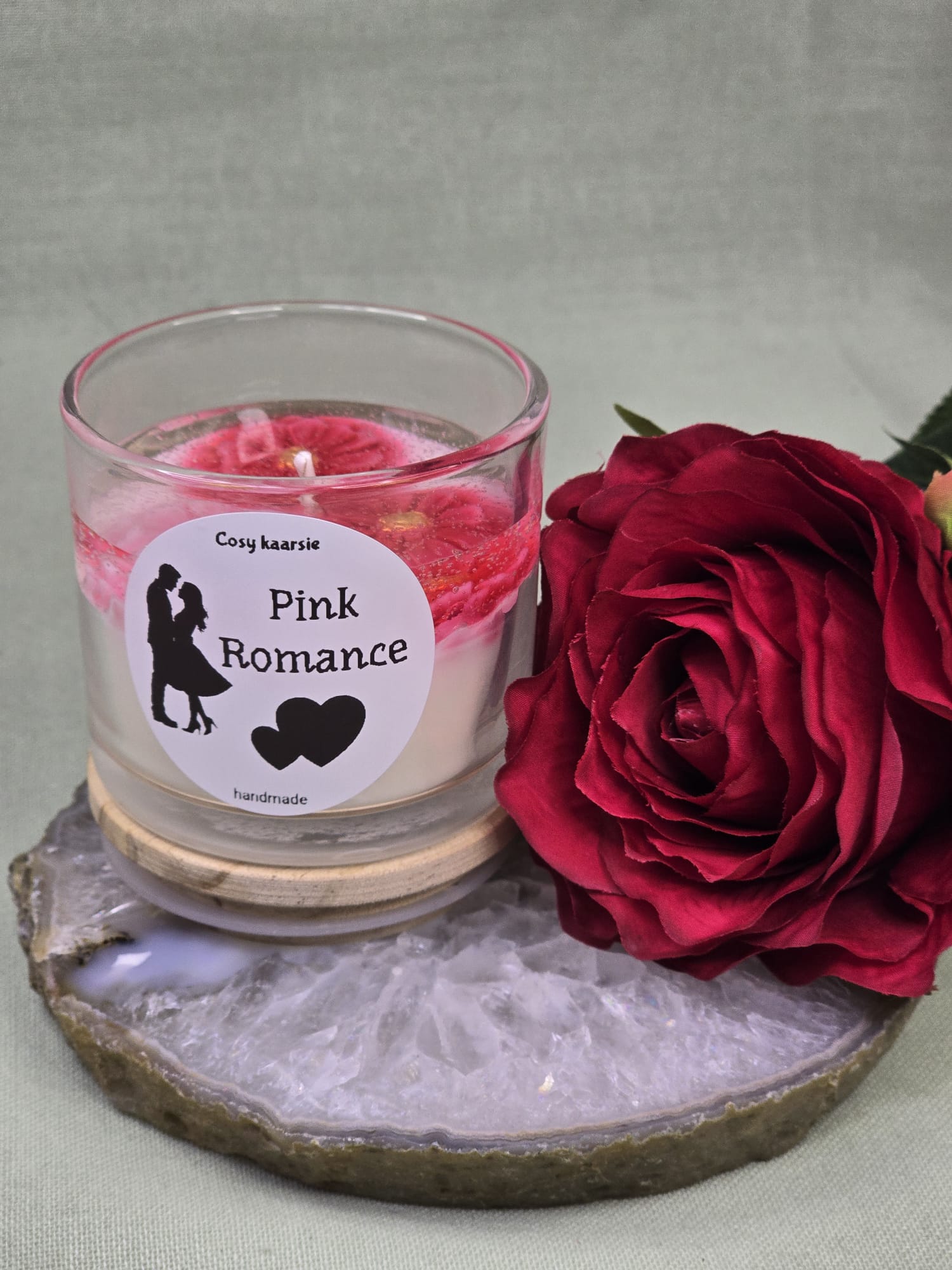 Pink romance 3D bloemen kaars