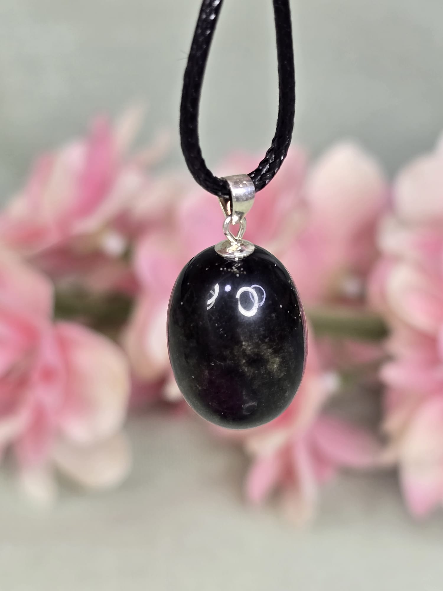 Goud obsidiaan hanger (925 Zilver)