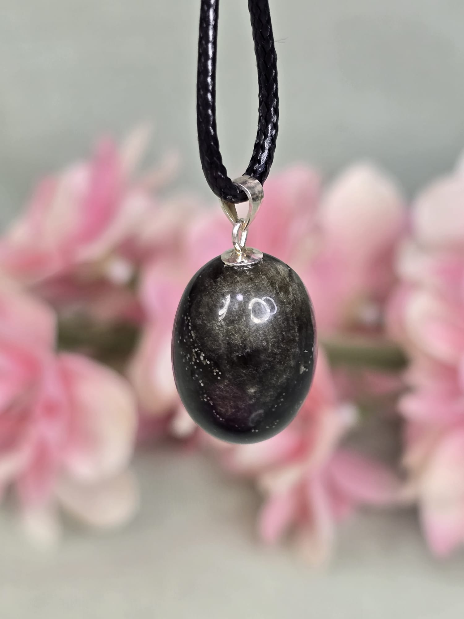 Goud obsidiaan hanger (925 Zilver)