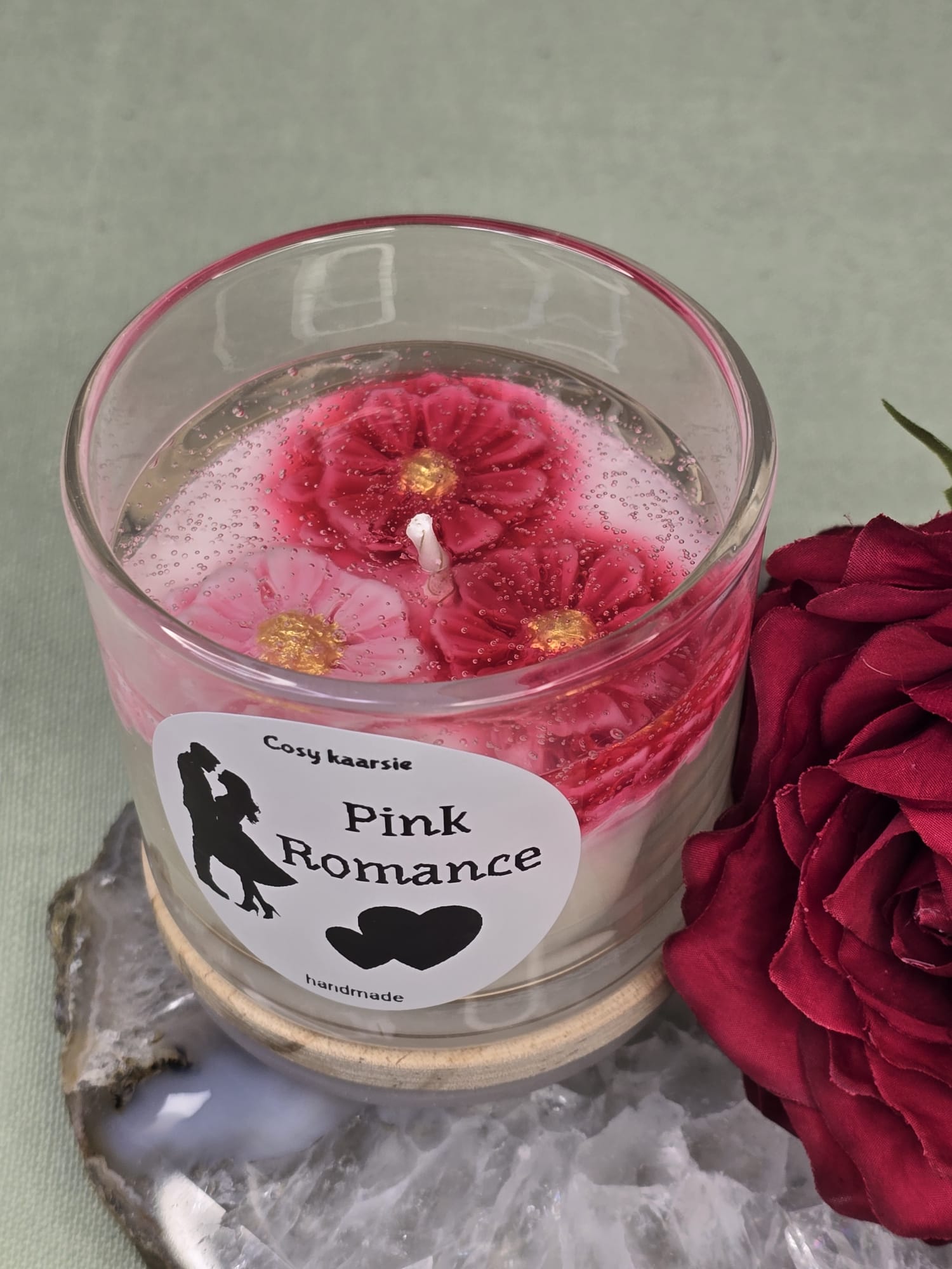 Pink romance 3D bloemen kaars