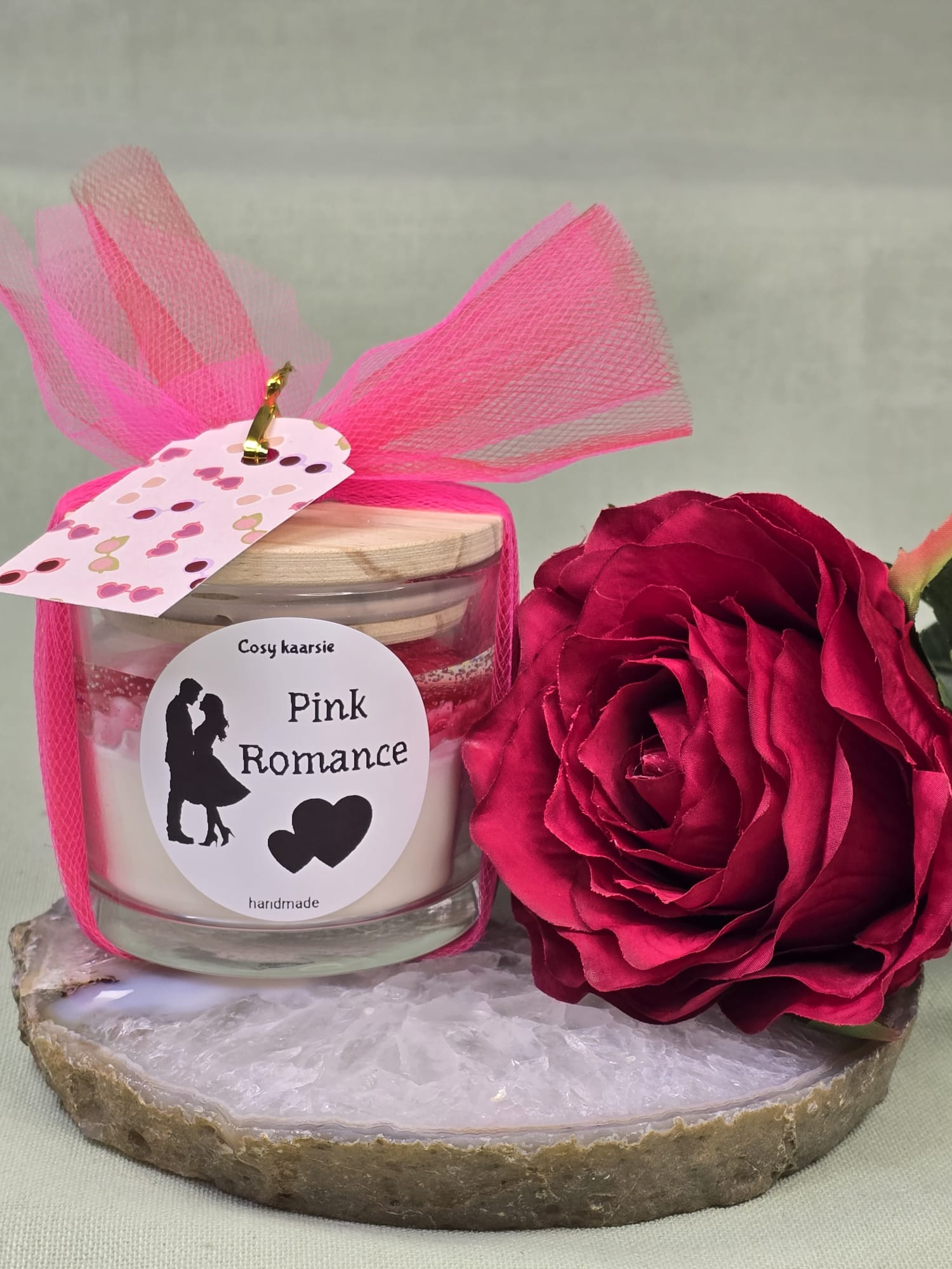 Pink romance 3D bloemen kaars
