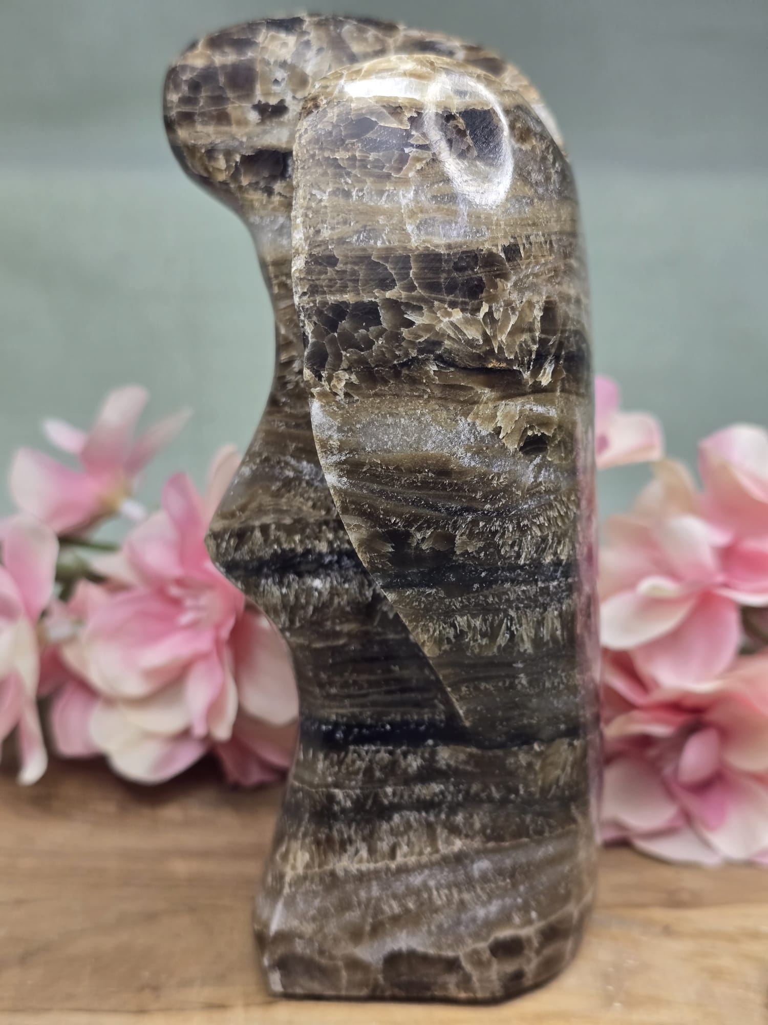 Bruine Aragoniet met gouden Mica Engel