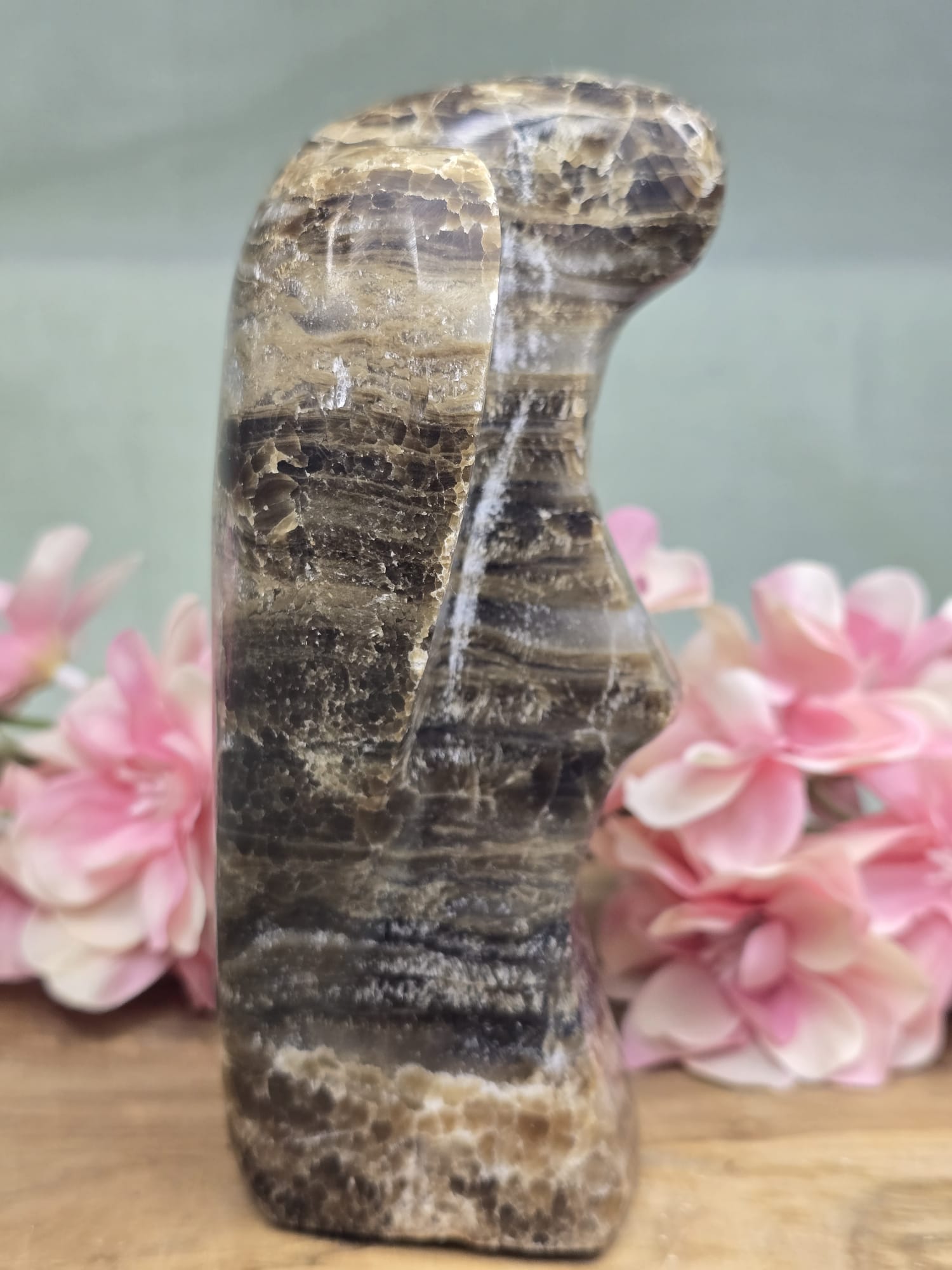 Bruine Aragoniet met gouden Mica Engel
