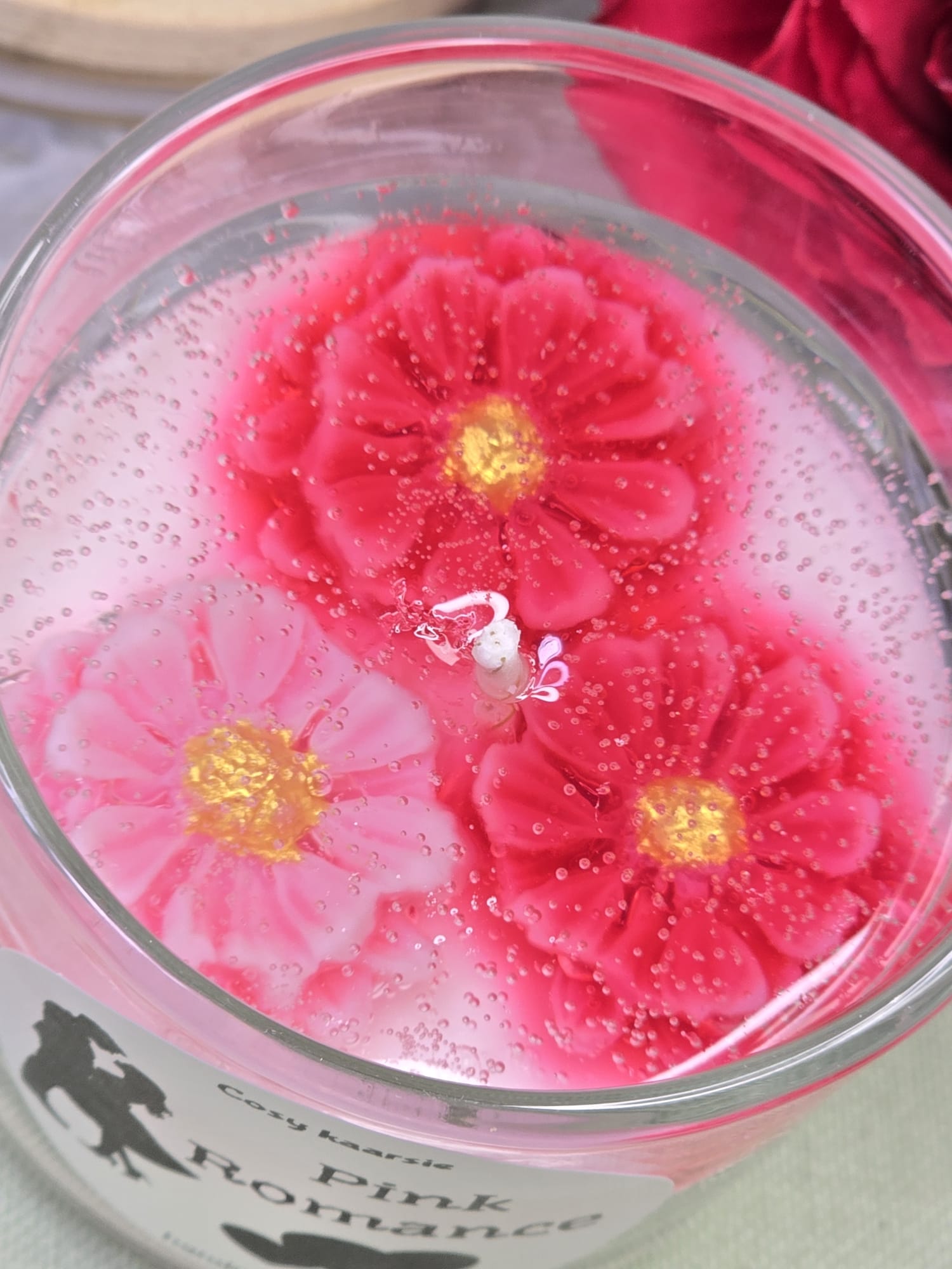 Pink romance 3D bloemen kaars