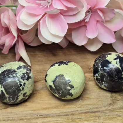 Trommelsteen Serpetijn met Pyriet