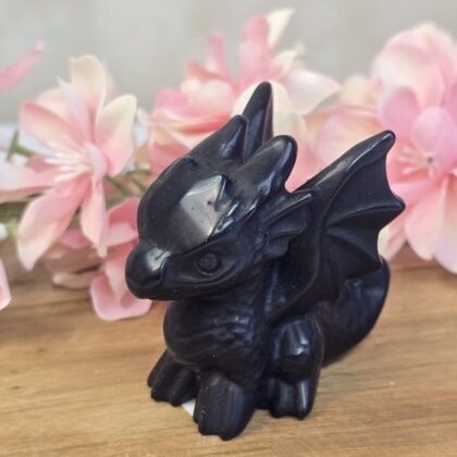 Zwarte Obsidiaan Draak met staart